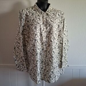 New Croft And Barrow Womens Plus 4X Extra Soft Flannel Shirt Paisley Ivory
